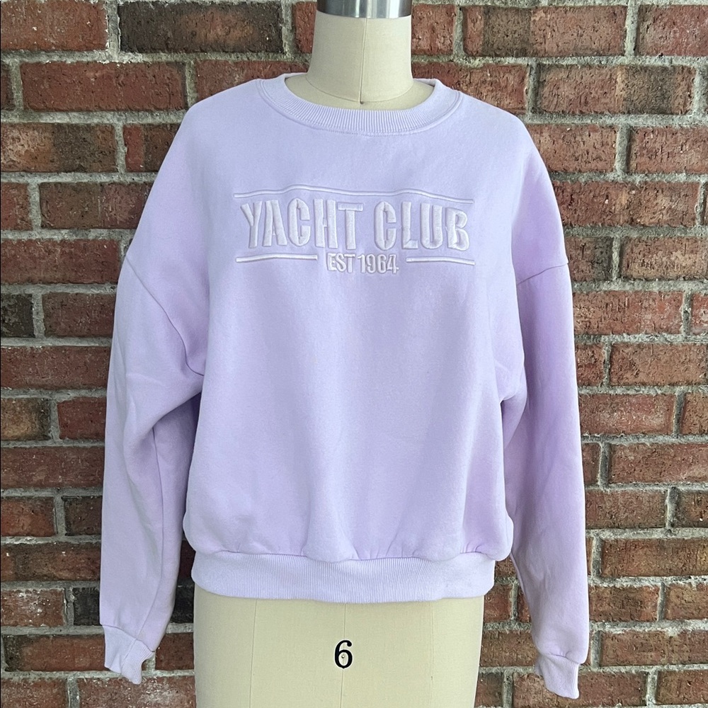Princess Polly Lavender purple Yacht Club Embroidered Sweatshirt size 2
